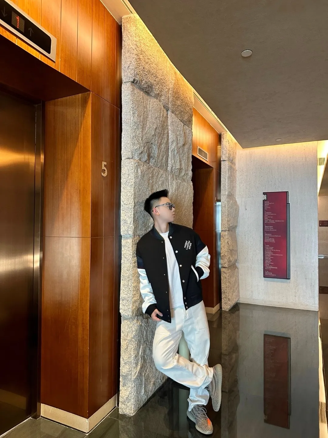 Louis Vuitton/Louis Vuitton Black White leather baseball jacket jacket